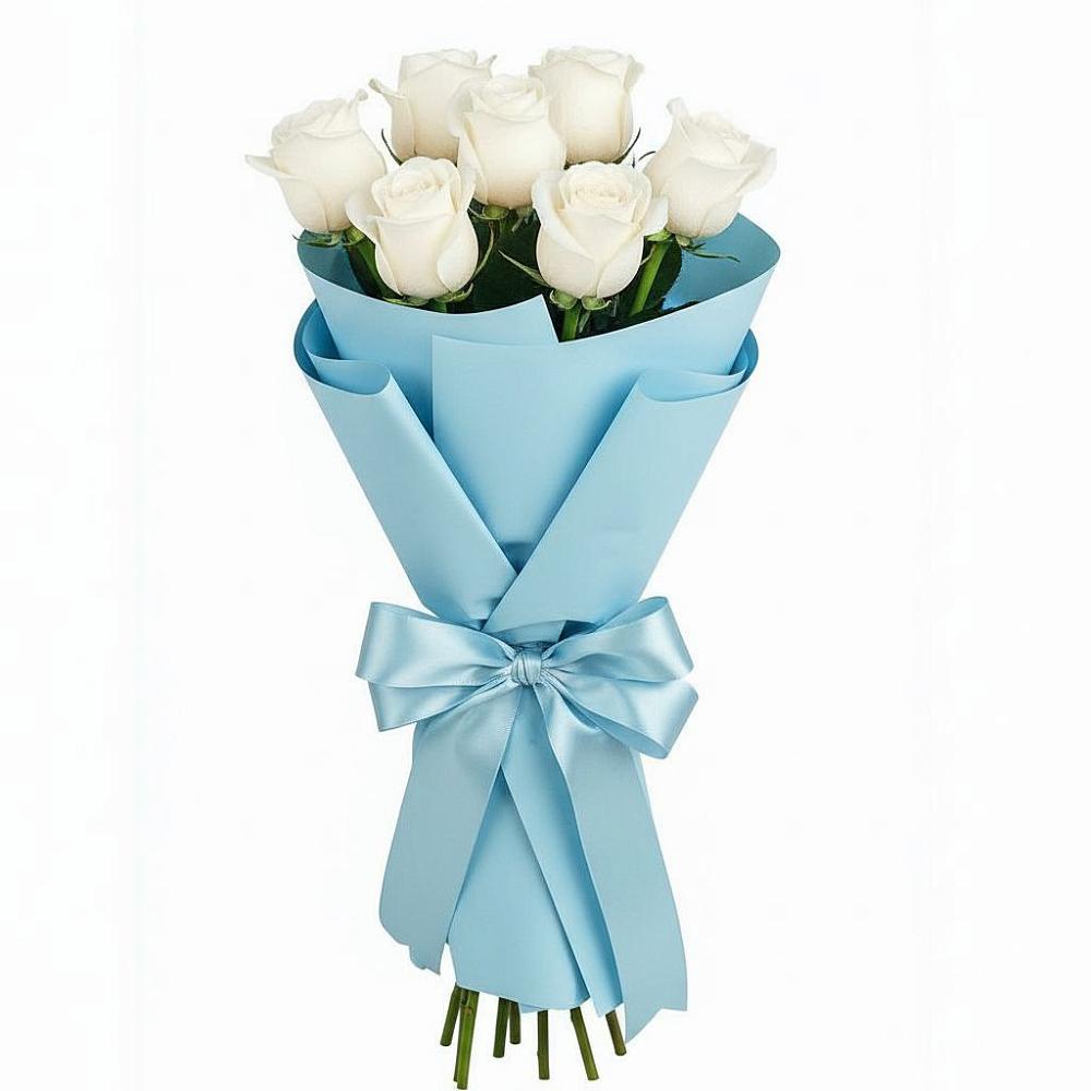 Букет 7 белых роз Проуд в Куйбышево Ростовская область