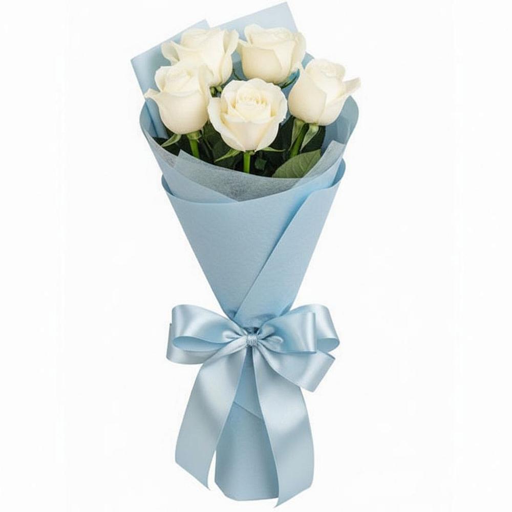 Букет 5 Белых роз Проуд в Куйбышево Ростовская область