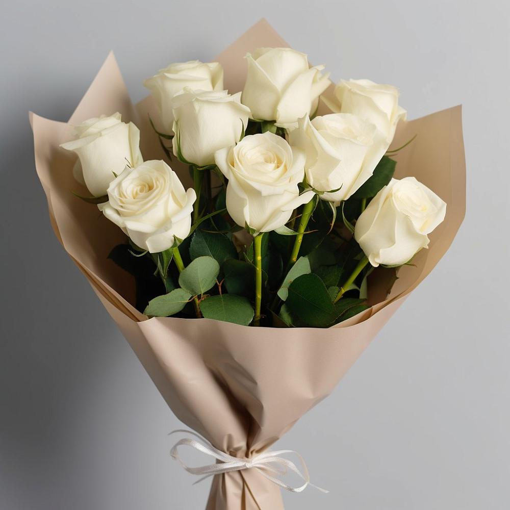 Букет 9 Белых роз Эдлесс Лав в Куйбышево Ростовская область