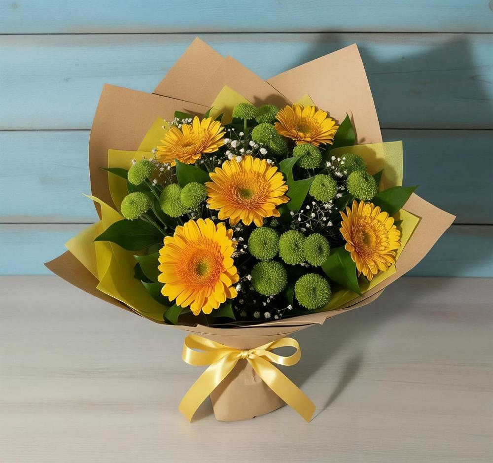 Букет цветов из: Герберы и Хризантемы в Куйбышево Ростовская область