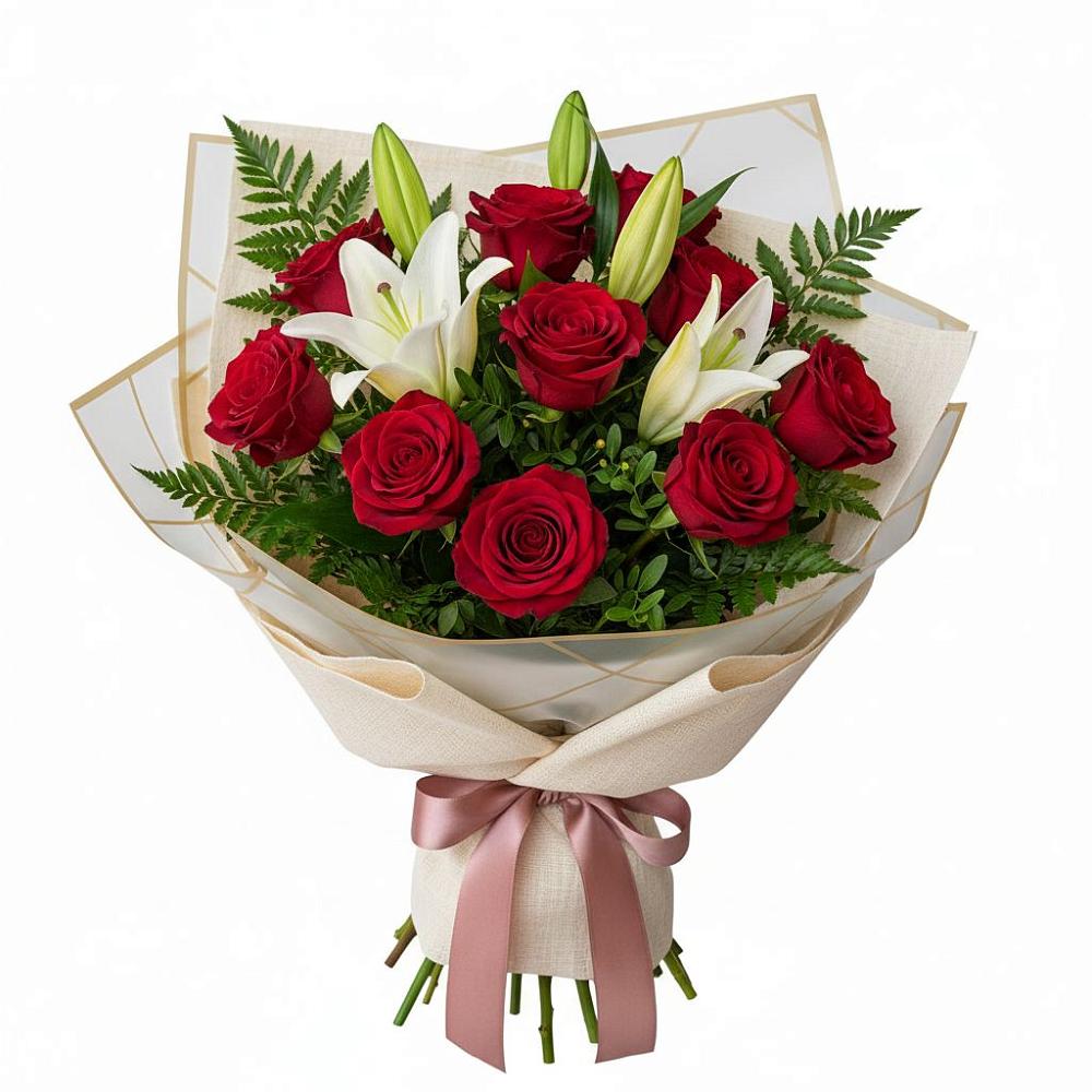 Букет цветов из: Лилии и Розы в Куйбышево Ростовская область