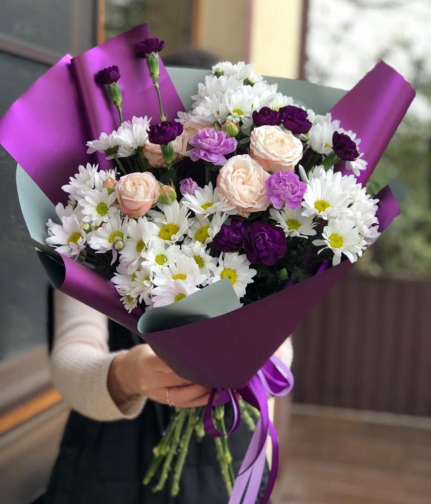 Букет цветов из: Хризантемы, Гвоздики и Розы в Куйбышево Ростовская область