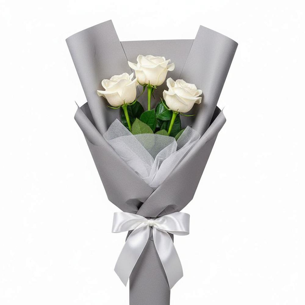 Букет 3 белые розы в Куйбышево Ростовская область