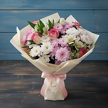 Букет цветов из:  Хризантемы, Альстромерии и Розы #REPLACE_PRED# Куйбышево Ростовская область