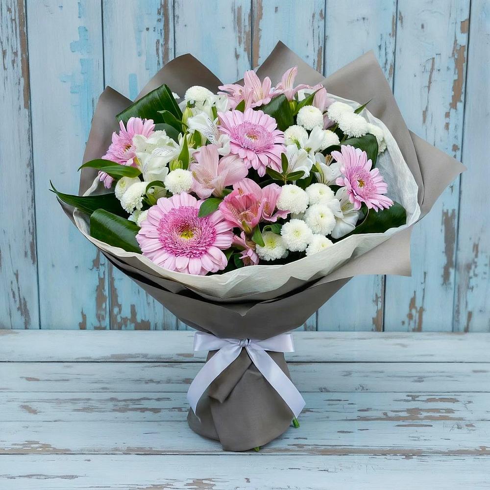 Букет цветов из: Герберы, Альстромерии и Хризантемы в Куйбышево Ростовская область