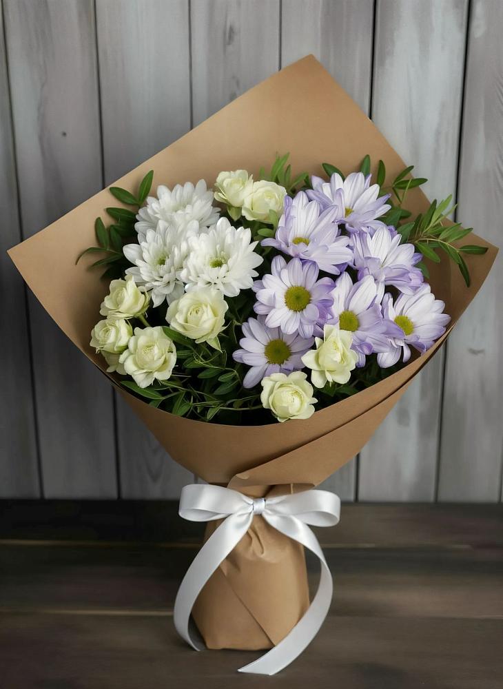 Букет цветов из: Хризантемы и Розы в Куйбышево Ростовская область